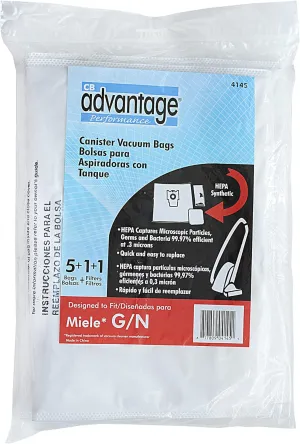 Advantage Miele G/N HEPA Replacement Vacuum Bags and Filters (5 Bags, 2 Filters)