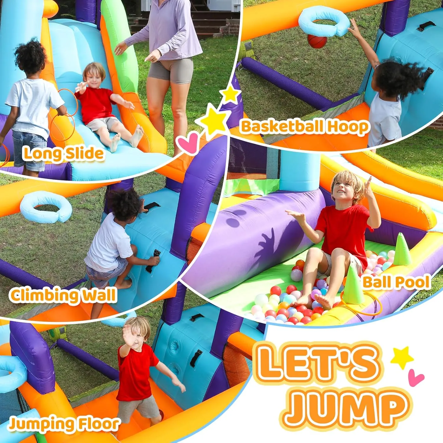 AirMyFun Inflatable Bounce House with Blower,Bouncy House for Kids Outdoor,Toddle Bouncy House Bounce Castle with Slide for Family Backyard