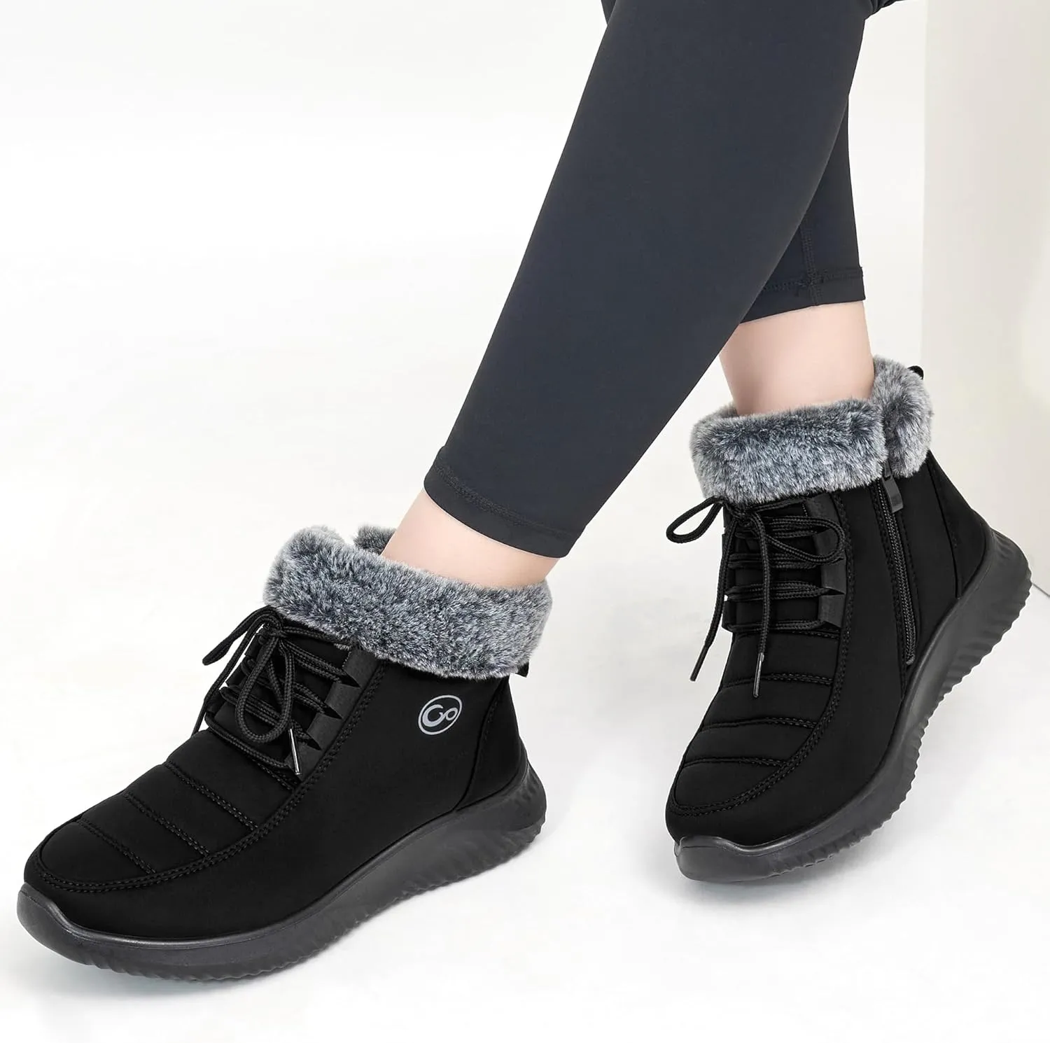 Alicegana Winter Boots for Women Warm Fur Lined Snow Shoes Slip on Ankle Booties Comfortable Anti Slip Outdoor Boots