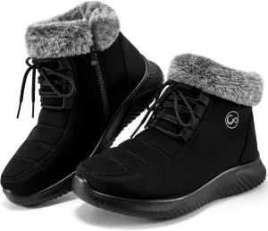 Alicegana Winter Boots for Women Warm Fur Lined Snow Shoes Slip on Ankle Booties Comfortable Anti Slip Outdoor Boots