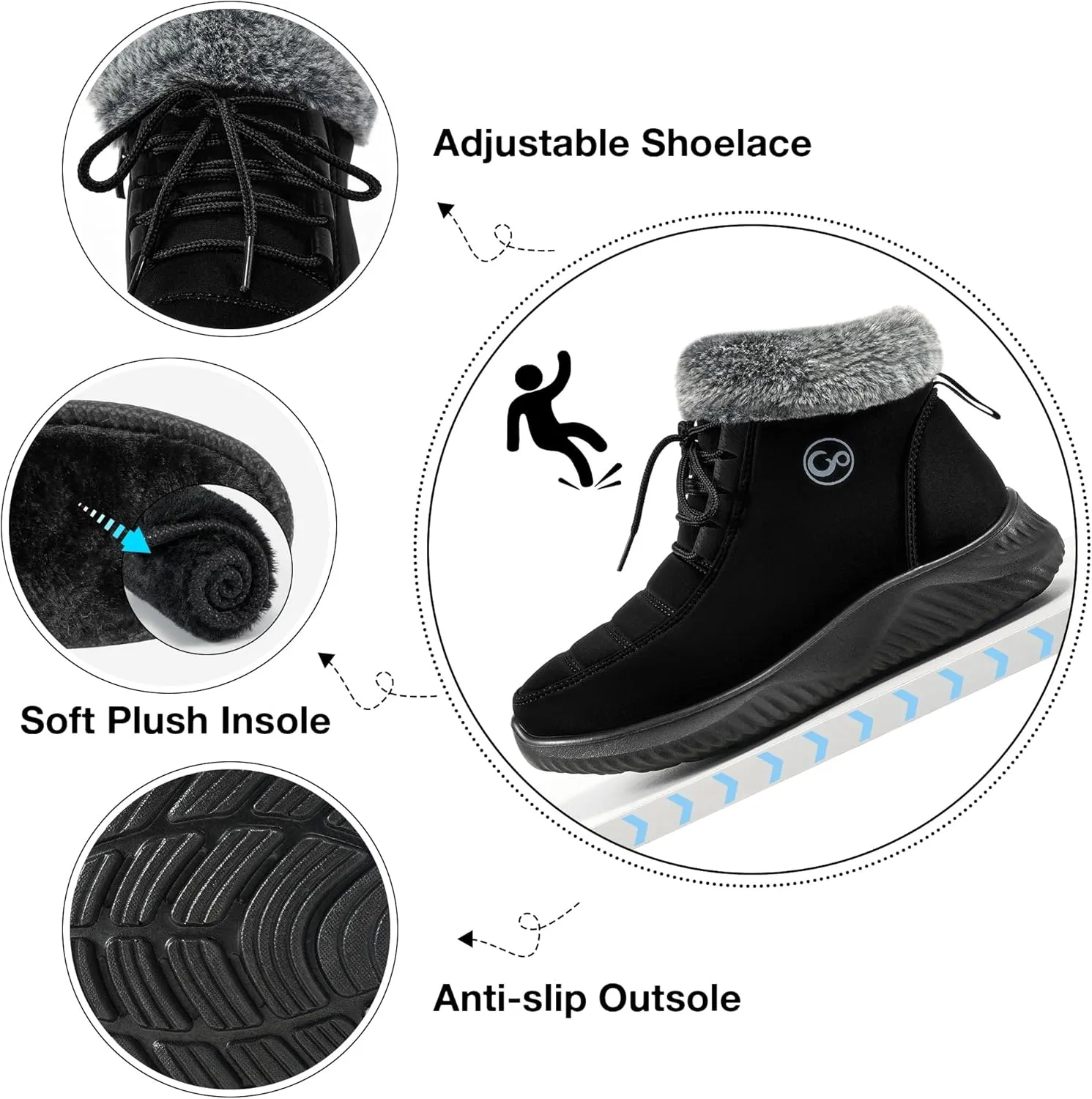 Alicegana Winter Boots for Women Warm Fur Lined Snow Shoes Slip on Ankle Booties Comfortable Anti Slip Outdoor Boots