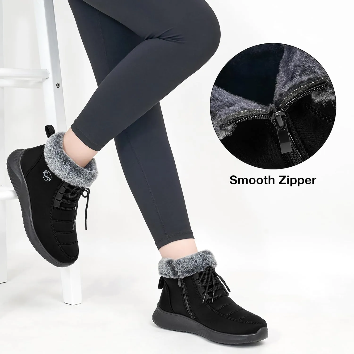 Alicegana Winter Boots for Women Warm Fur Lined Snow Shoes Slip on Ankle Booties Comfortable Anti Slip Outdoor Boots