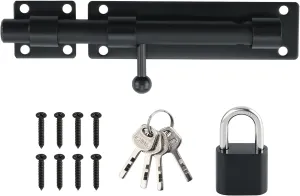 Alise 8inch Barrel Bolt Latch, Slide Bolt Latch, Heavy Solid 304 Stainless Steel Slide Lock for Fence/Wooden/Barn Door/Interior/Outdoor,Matte Black