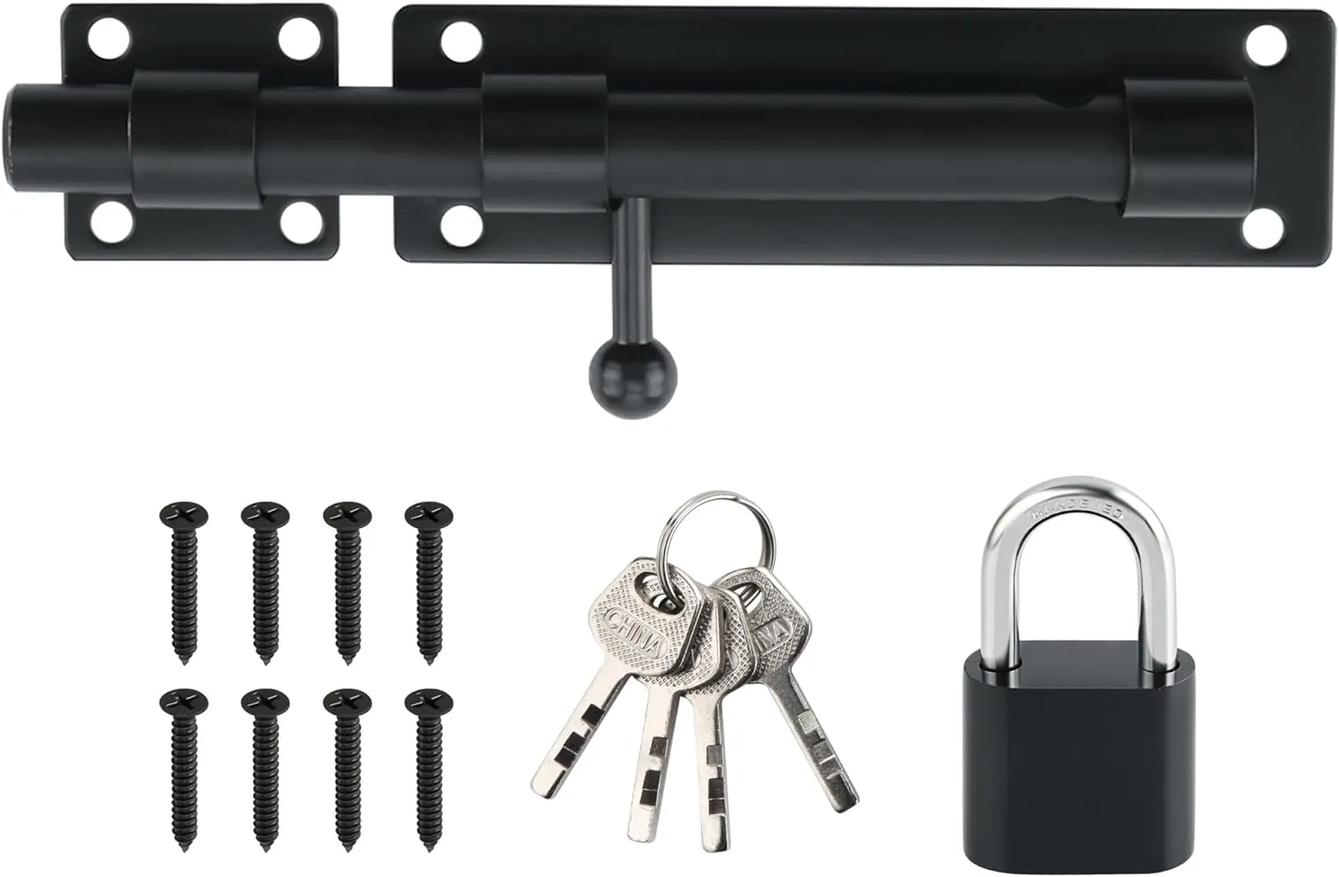 Alise 8inch Barrel Bolt Latch, Slide Bolt Latch, Heavy Solid 304 Stainless Steel Slide Lock for Fence/Wooden/Barn Door/Interior/Outdoor,Matte Black