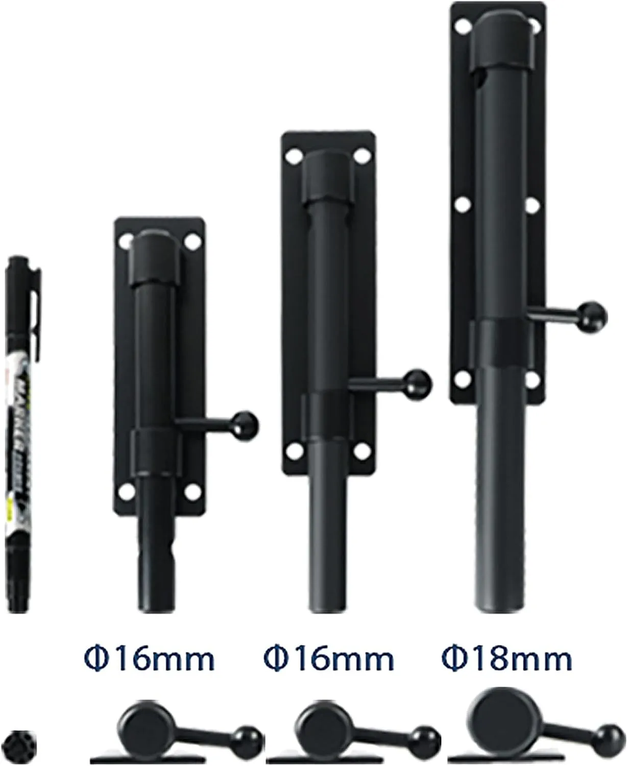 Alise 8inch Barrel Bolt Latch, Slide Bolt Latch, Heavy Solid 304 Stainless Steel Slide Lock for Fence/Wooden/Barn Door/Interior/Outdoor,Matte Black