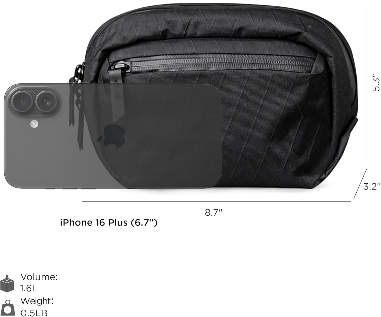ALPAKA Go Sling Nano - 1.6L Sling Bag for Men,Mini Crossbody Bag with Weatherproof Fabric, Quick Release Magnetic Buckle