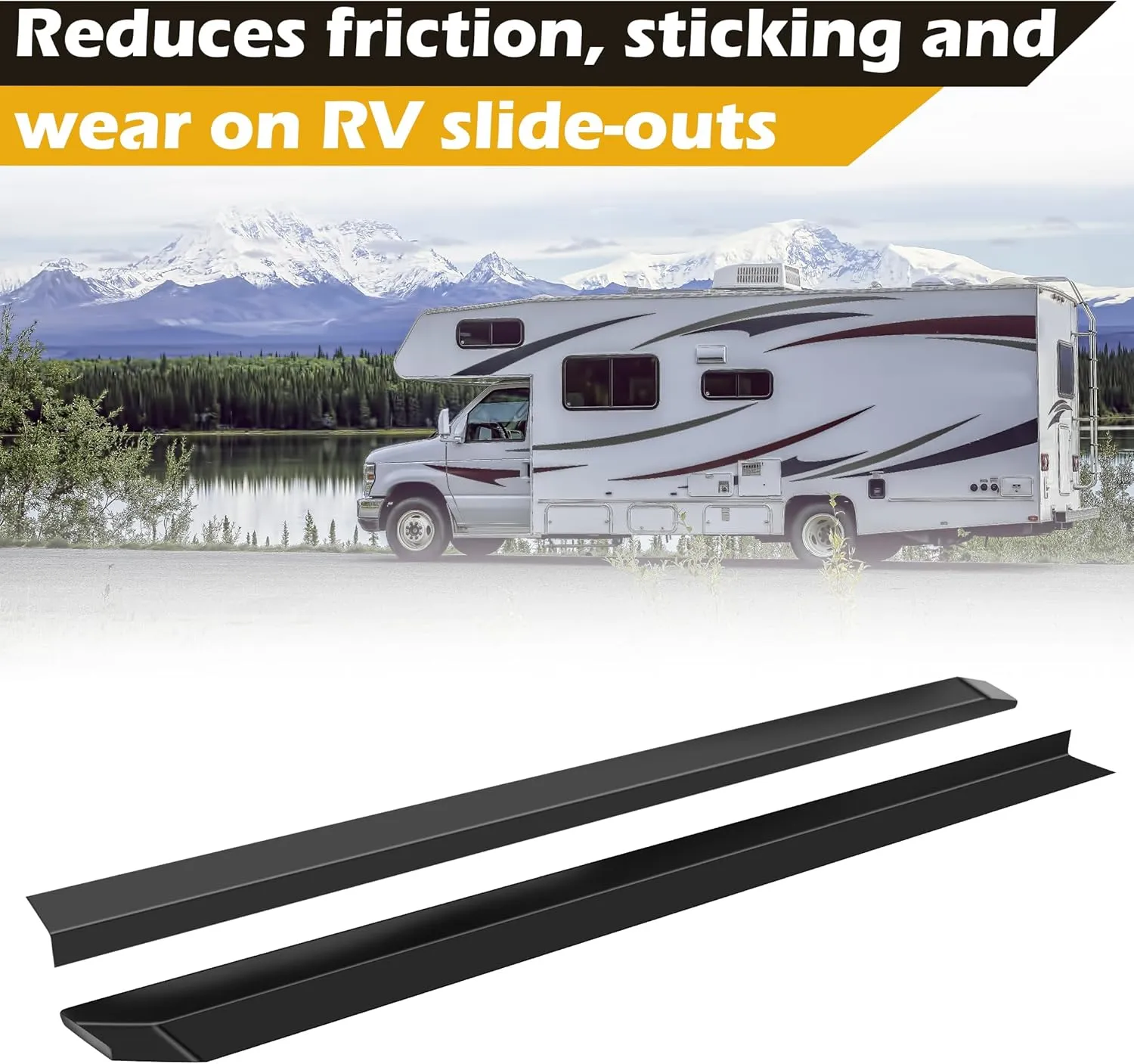 Aluminum RV Slide Out Ski Set - 2 Pack Slide Out Stabilizers for RV Floor Saver Corner & Edge Protector Tracks | 47 Inch RV Camper Slide Out Prevent Sticking & Catching | Do Not Include Butyl