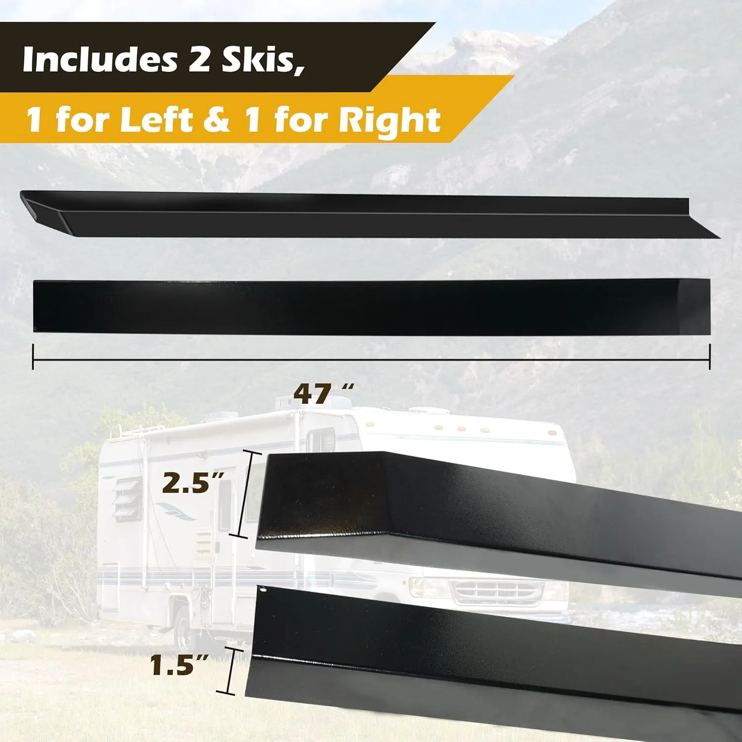 Aluminum RV Slide Out Ski Set - 2 Pack Slide Out Stabilizers for RV Floor Saver Corner & Edge Protector Tracks | 47 Inch RV Camper Slide Out Prevent Sticking & Catching | Do Not Include Butyl
