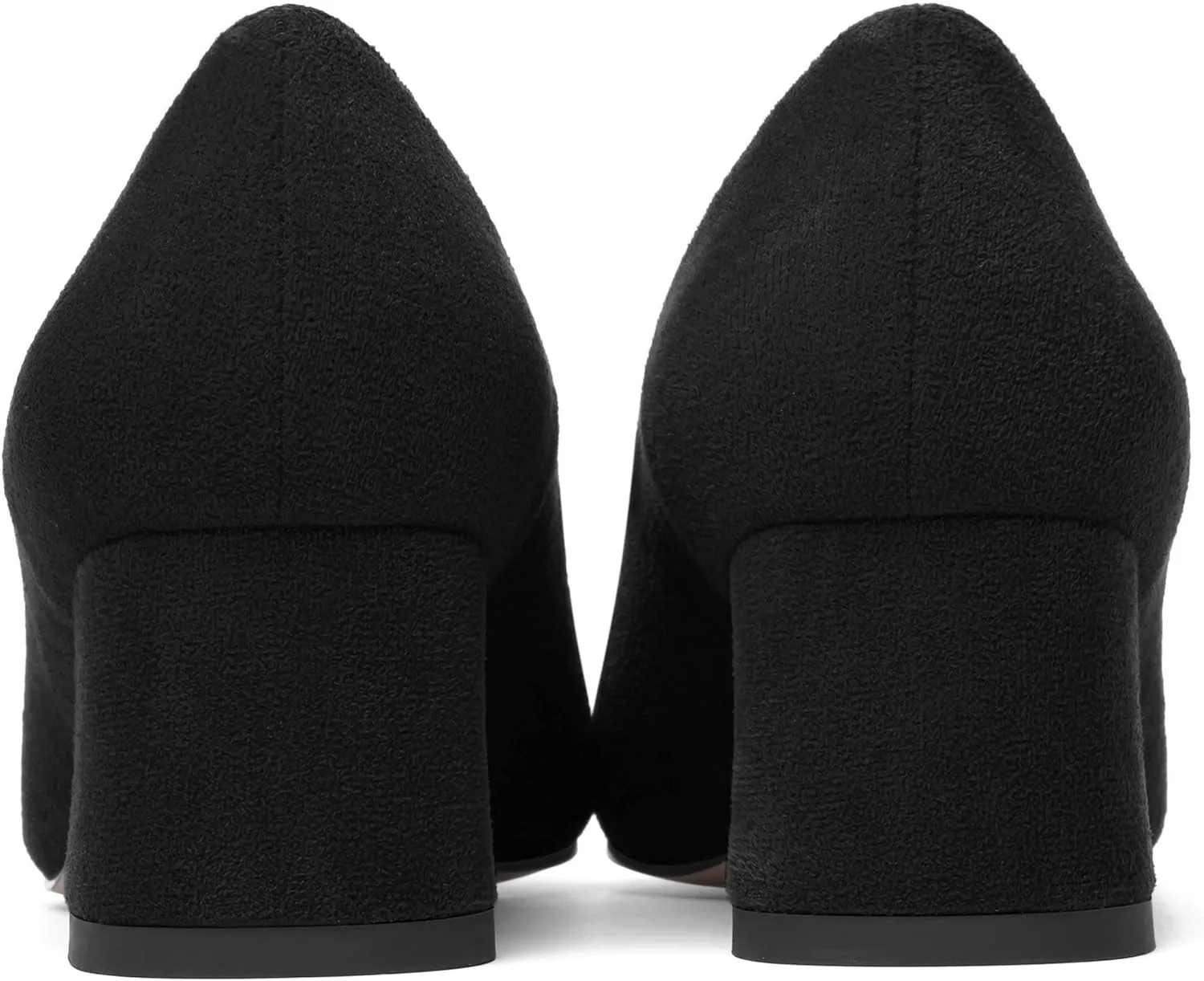 AMBELIGHT Womens Block Office Slip On Casual Suede Pointed Toe Chunky Low Heel Pumps Shoes 2 Inch