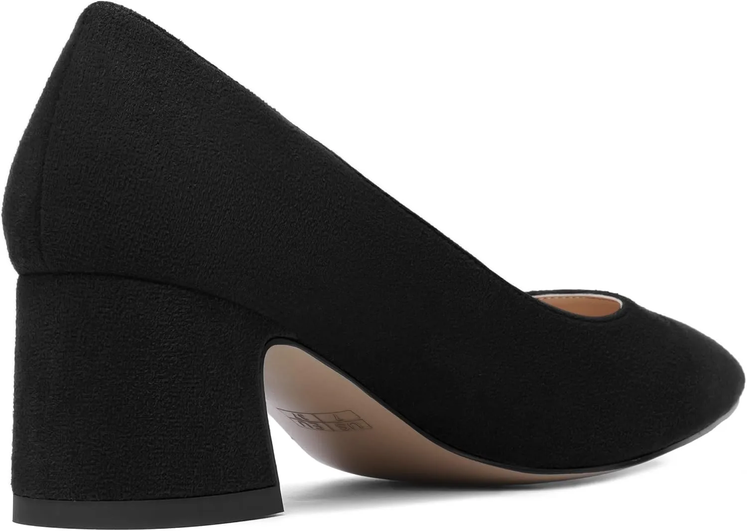 AMBELIGHT Womens Block Office Slip On Casual Suede Pointed Toe Chunky Low Heel Pumps Shoes 2 Inch