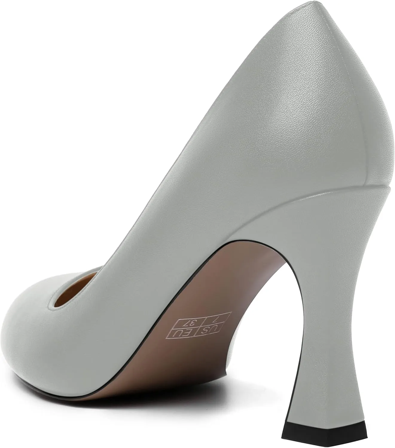 AMBELIGHT Womens Matte Solid Slip On Casual Evening Fashion Round Toe Chunky High Heel Pumps Shoes 3.3 Inch
