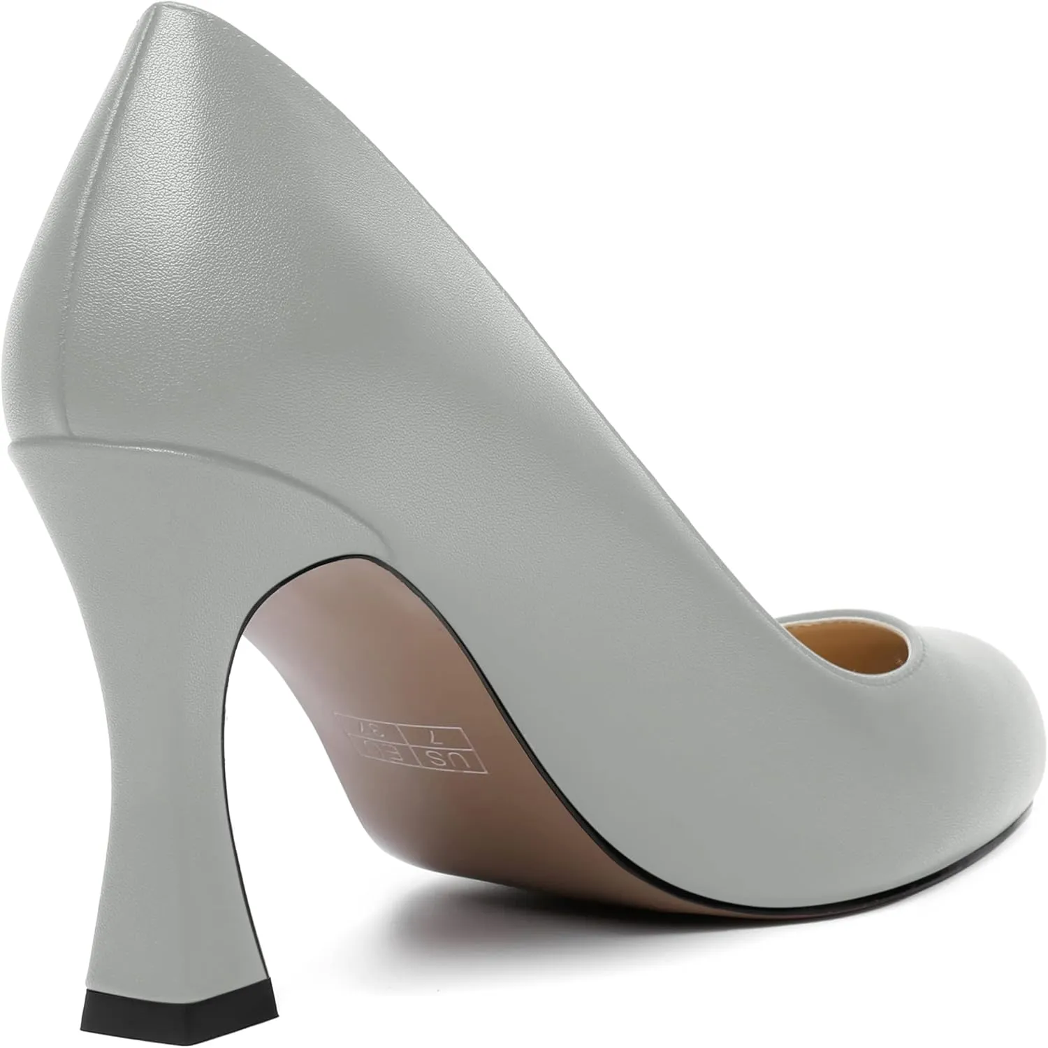 AMBELIGHT Womens Matte Solid Slip On Casual Evening Fashion Round Toe Chunky High Heel Pumps Shoes 3.3 Inch