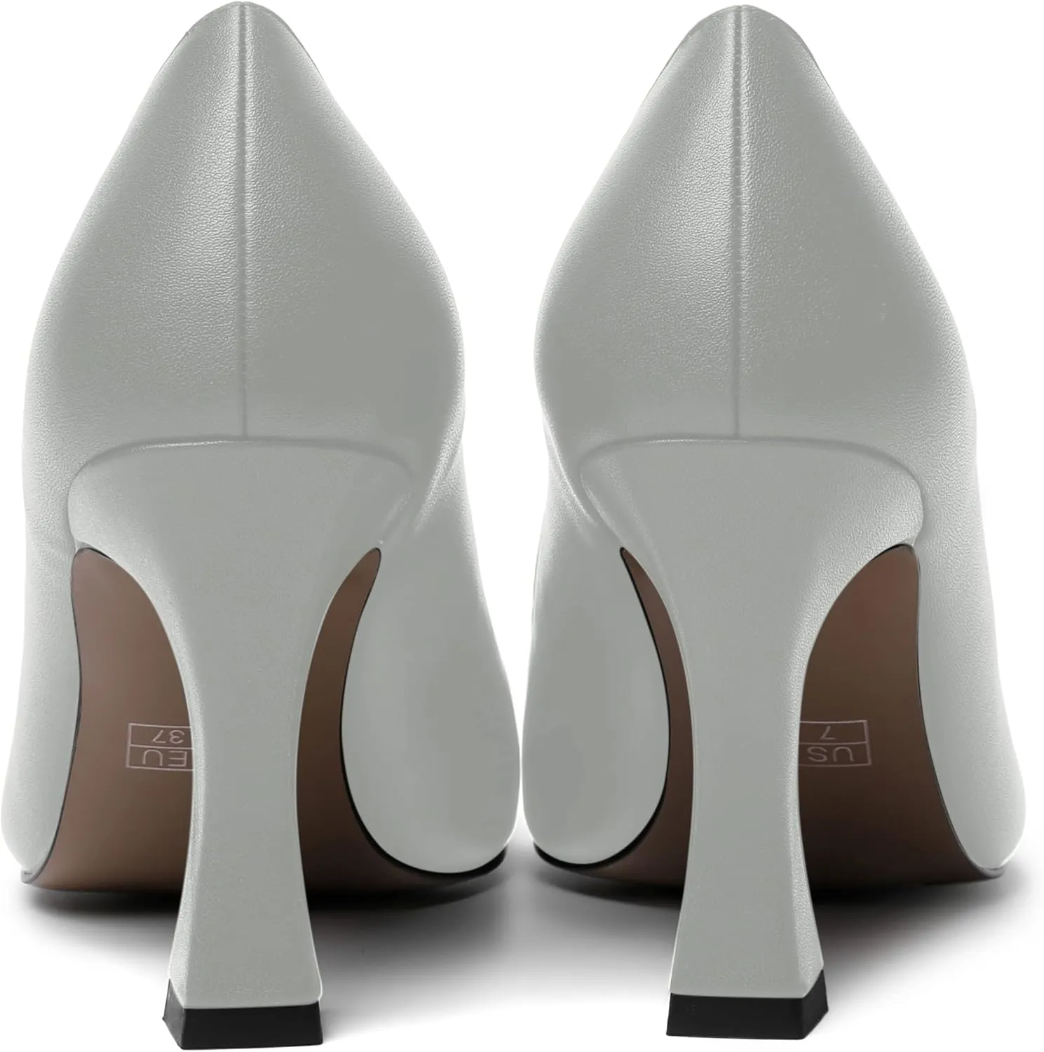 AMBELIGHT Womens Matte Solid Slip On Casual Evening Fashion Round Toe Chunky High Heel Pumps Shoes 3.3 Inch