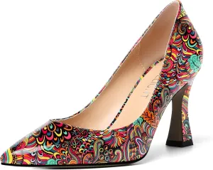 AMBELIGHT Womens Slip On Dress Pointed Toe Suede Wedding Stiletto High Heel Pumps Shoes 3.3 Inch