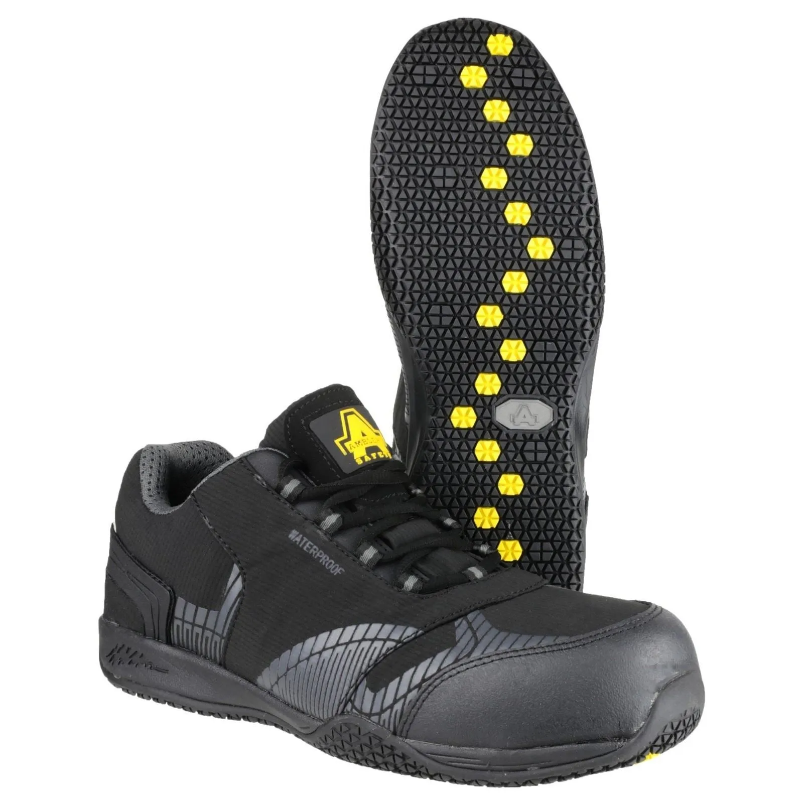 Amblers Safety Men's FS29C Waterproof Metal Free Non Leather Safety Trainer in Black
