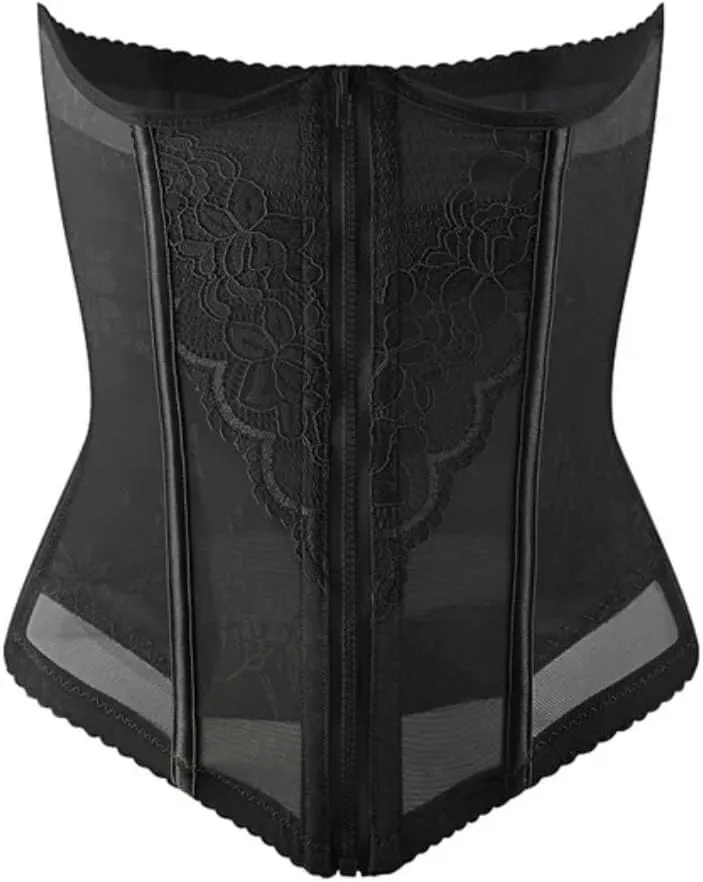 Angelica & Co Waist Trainer for Women, Spandex Lace Corset, Tummy Control, Hourglass, Body Shapper, postpartum