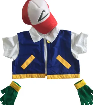 ANIME Trainer Costume - ladies Crop Trainer Cosplay - Ash KetchumFull set - all sizes (Small set w/MESH Hat)