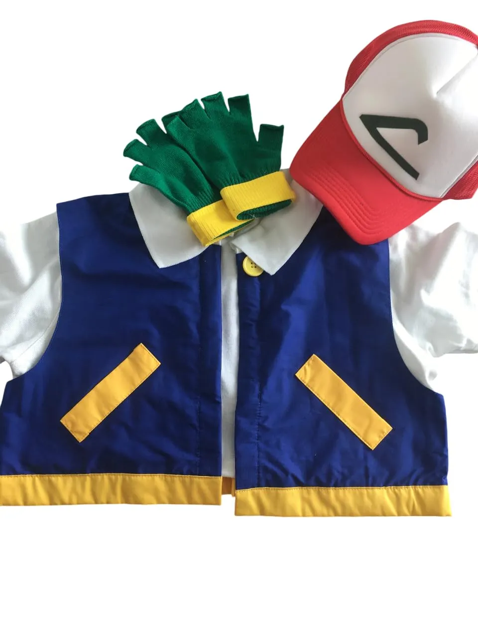 ANIME Trainer Costume - ladies Crop Trainer Cosplay - Ash KetchumFull set - all sizes (Small set w/MESH Hat)