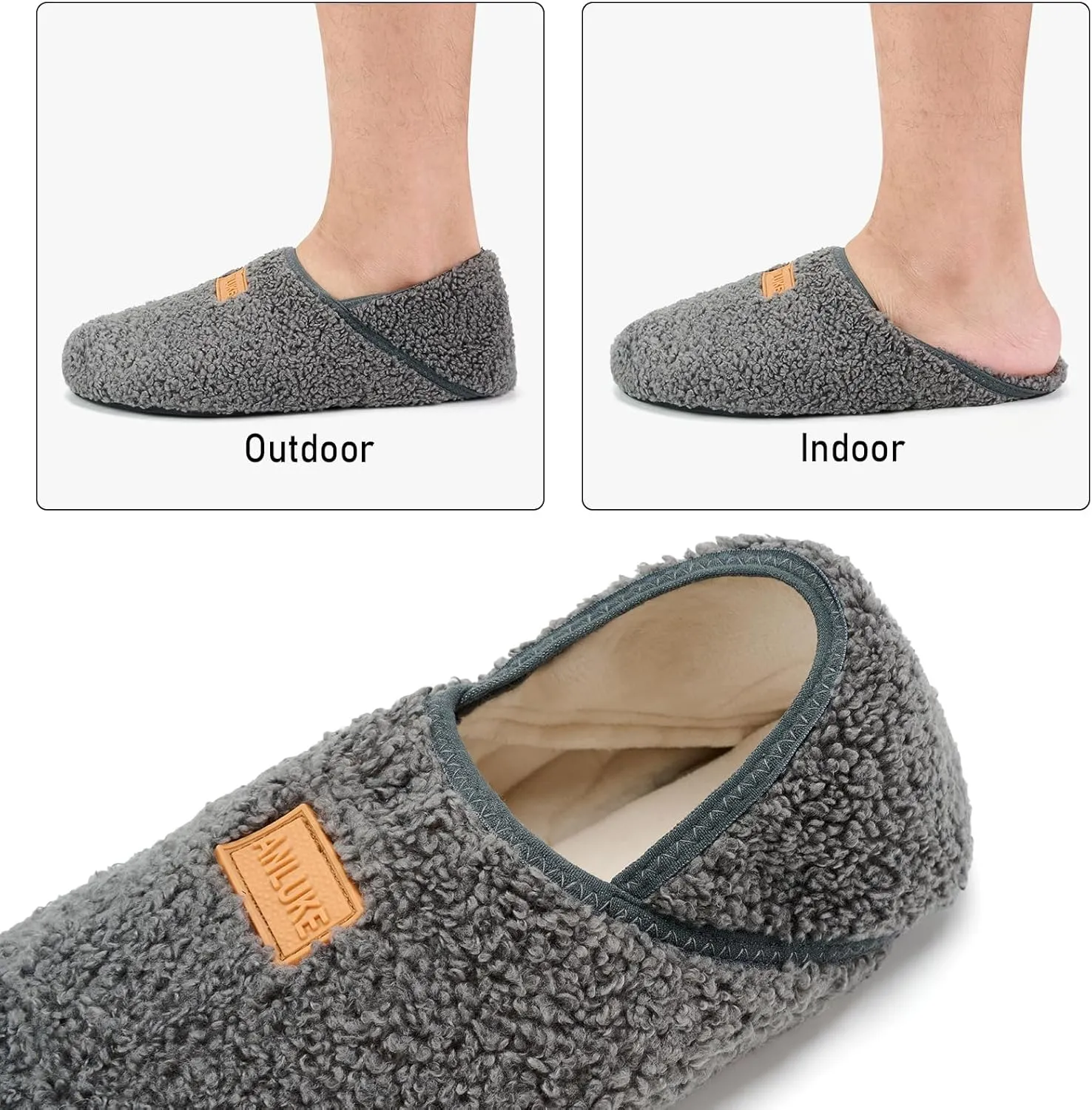 ANLUKE Slipper for Women Men Slipper Socks Fuzzy House Shoes Rubber Sole Slip On Soft-Lightweight Non Slip Indoor/Outdoor