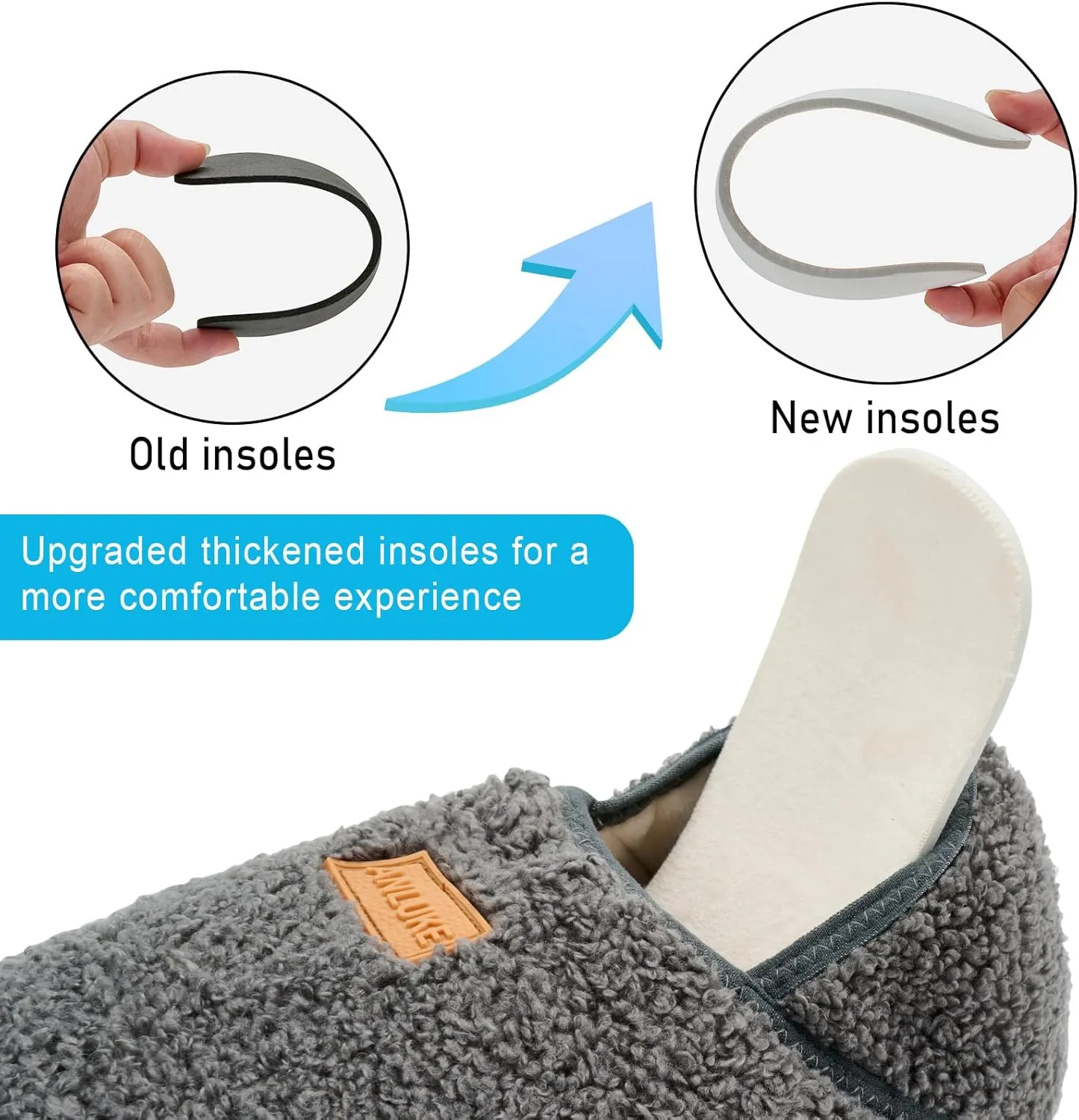ANLUKE Slipper for Women Men Slipper Socks Fuzzy House Shoes Rubber Sole Slip On Soft-Lightweight Non Slip Indoor/Outdoor