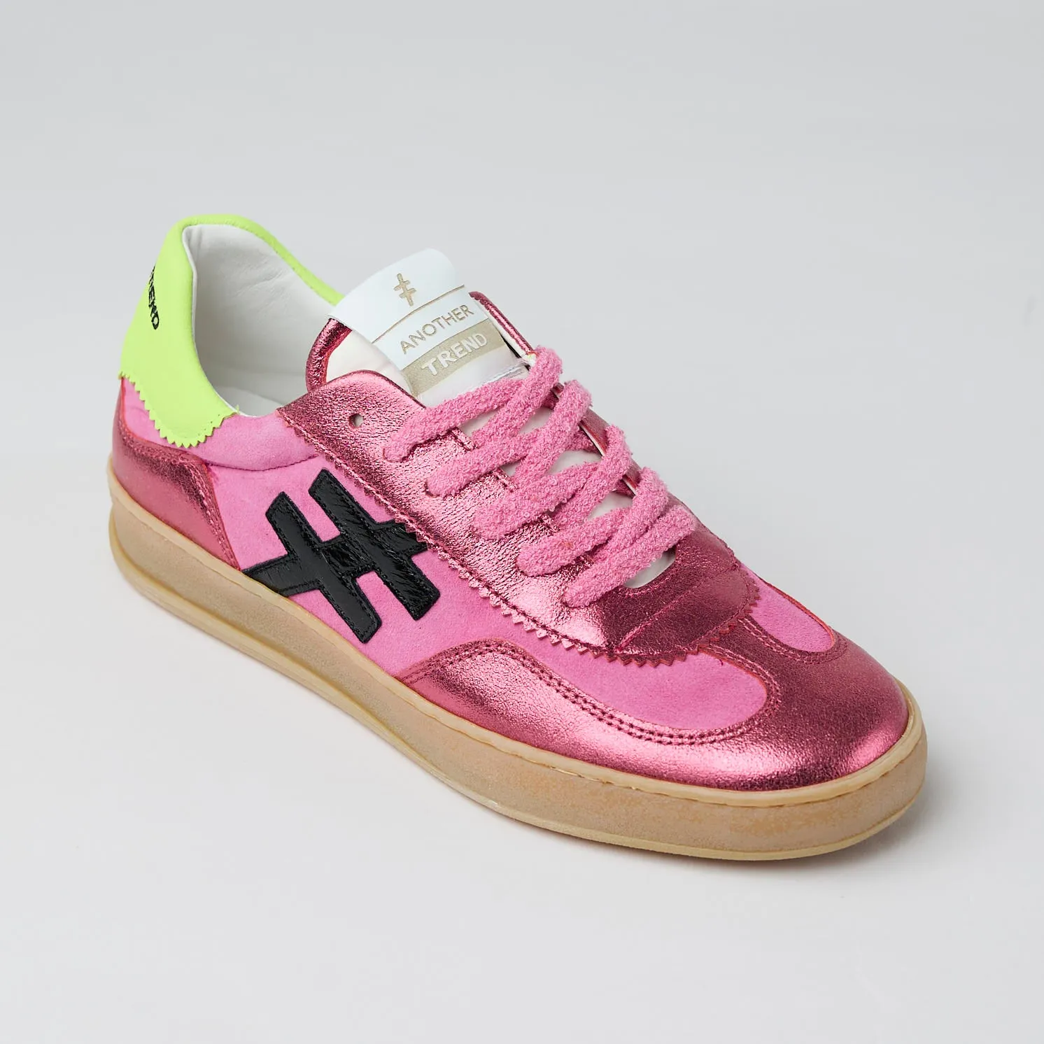 Another Trend Fuchsia and Lime Leather Trainers