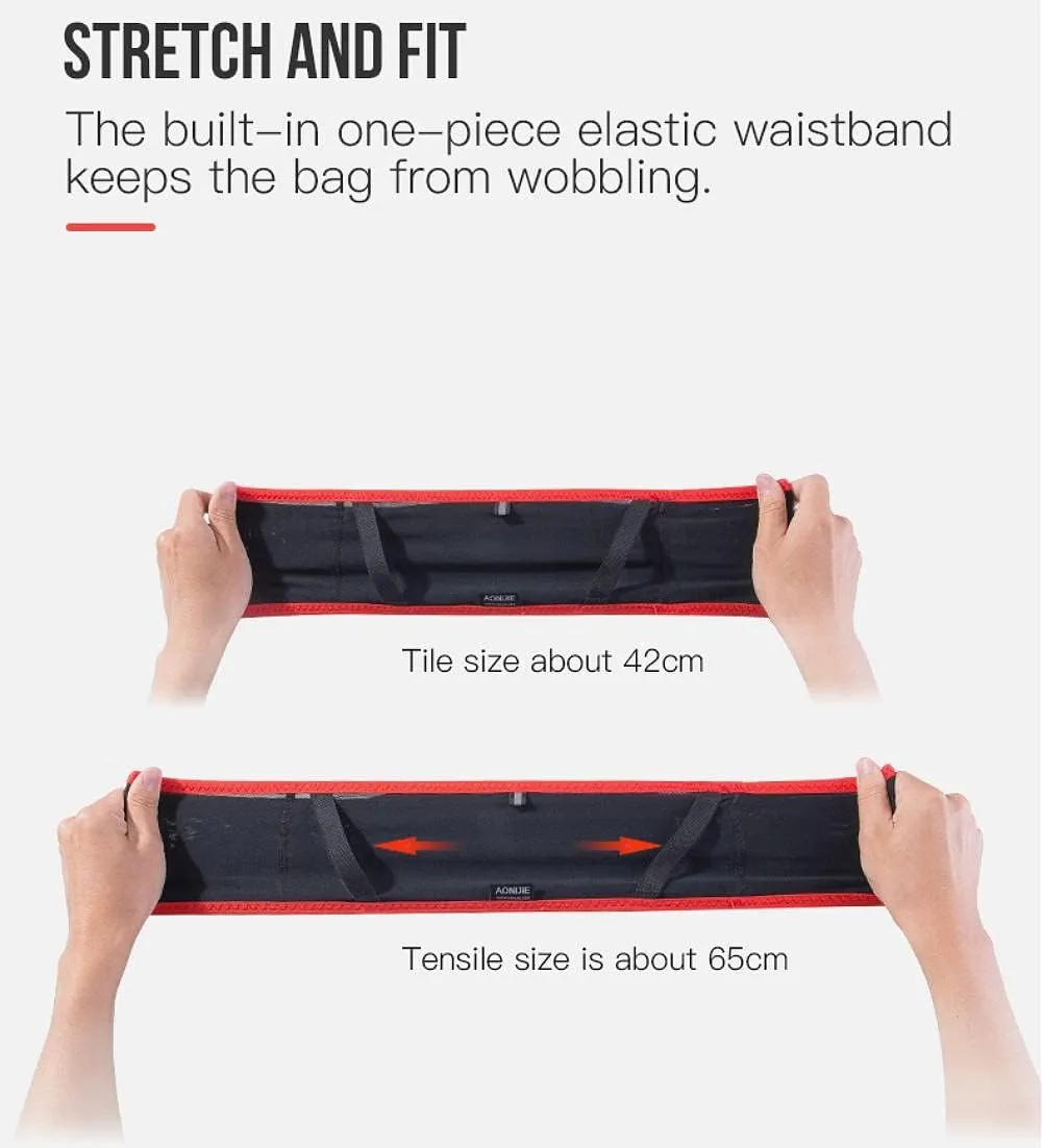 AONIJIE Running Belt Fanny Pack with 250ml Soft Water Bottle Flask for Women Men, Moisture Wicking Waist Pack Great for Marathon Climbing Jogging Cycling, for 6.8in Mobile Phone (Full Black: M/L)