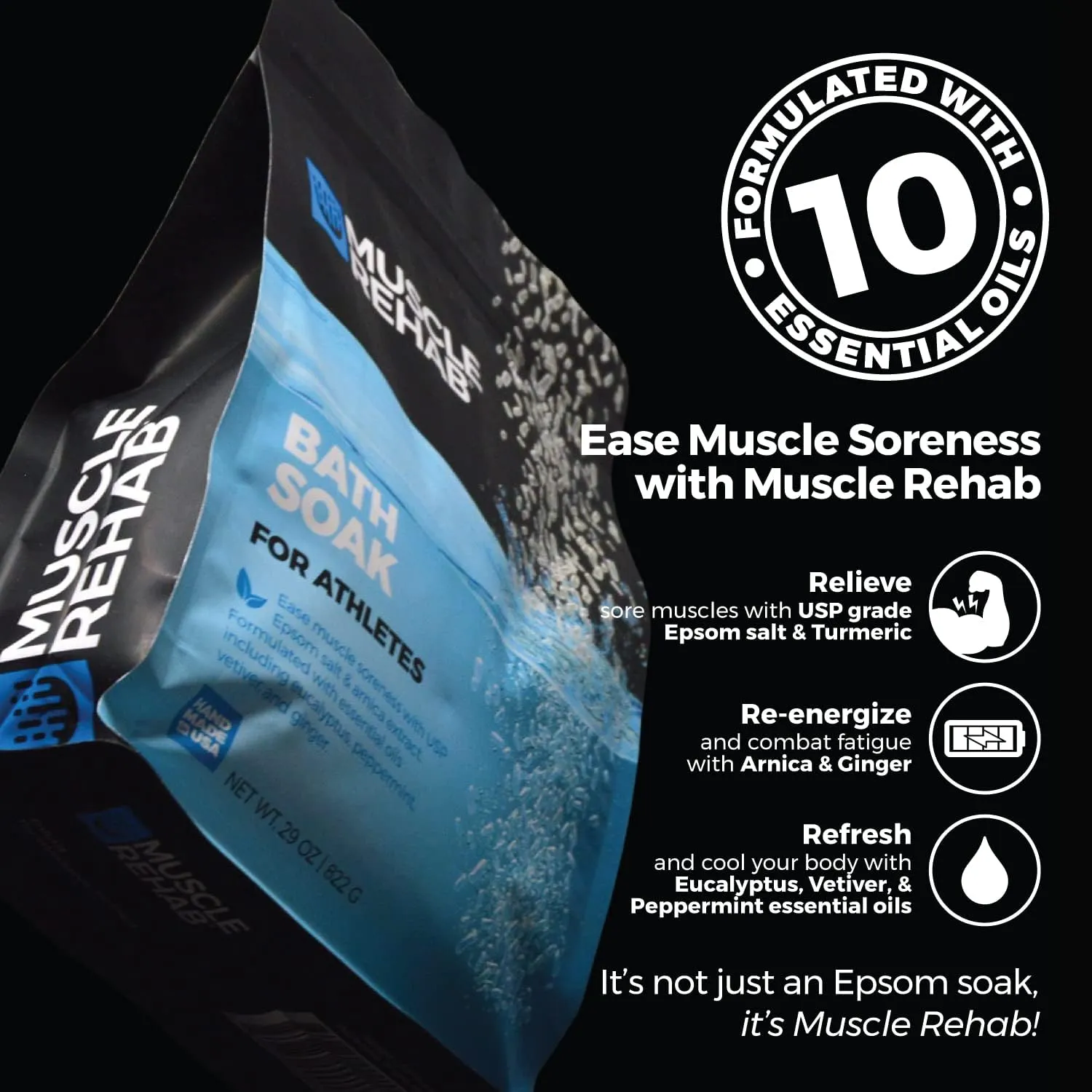 Arnica Infused USP Epsom Salts for Soaking for Pain- 29oz Bag Muscle Recovery Magnesium Bath Soak with Essential Oils, and Turmeric - Hydrating Bath Soak-Magnesium Body Soak