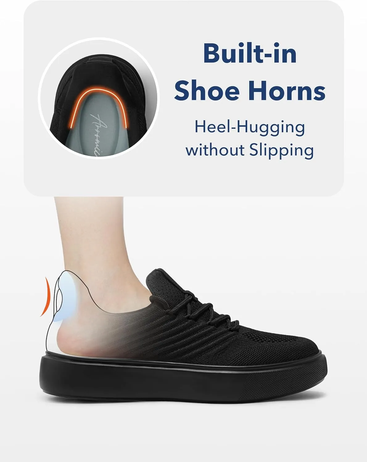 Arromic Women's Sneakers Hands Free Slip-ins Shoes Comfortable Walking Shoes for Women Easy Slip-On Anti-Slip Shoes for Pregnant Elderly Low Back Pain