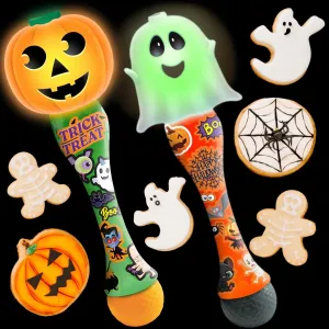 ArtCreativity Halloween Bubble Wand for Kids (2 Pack), 14" Light Up Pumpkin & Ghost Bubble Wand with LED & Halloween Music, Halloween Boo Basket Stuffers for Kids, Toys for Toddlers