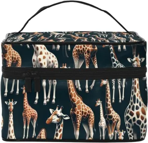 Augenstern Cosmetic Bag Organizer Funny-Realistic-Giraffes Travel Makeup Case Toiletry Bag With Handle