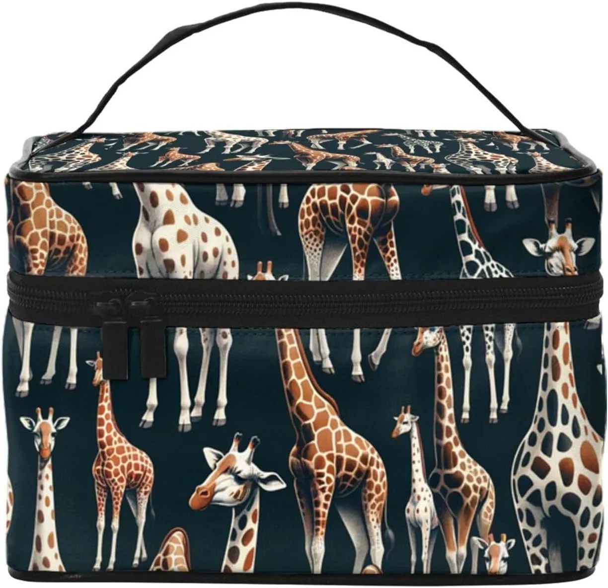 Augenstern Cosmetic Bag Organizer Funny-Realistic-Giraffes Travel Makeup Case Toiletry Bag With Handle