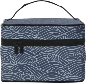 Augenstern Cosmetic Bag Organizer Tsunami Big Waves Japen Culture Travel Makeup Case Toiletry Bag With Handle