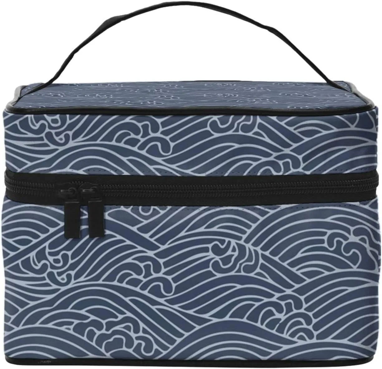 Augenstern Cosmetic Bag Organizer Tsunami Big Waves Japen Culture Travel Makeup Case Toiletry Bag With Handle