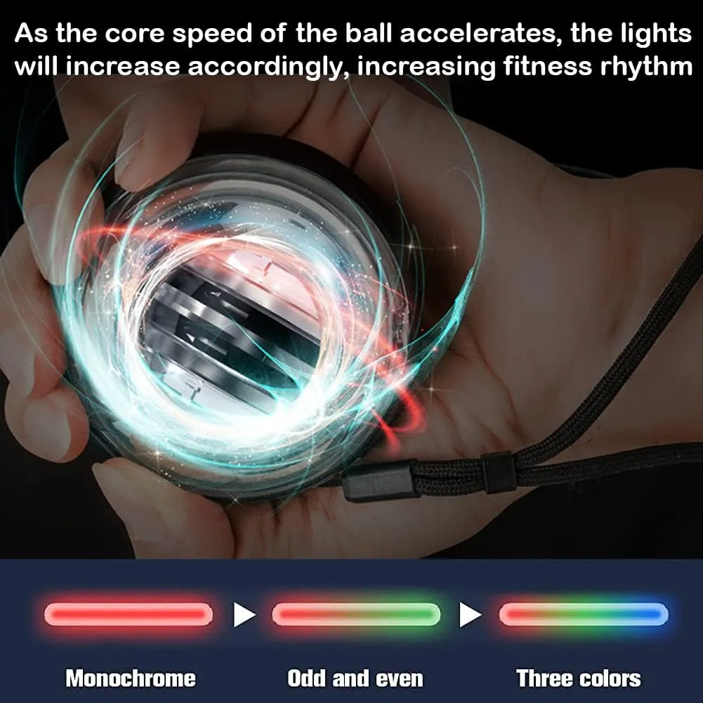 Auto-Start Wrist Power Gyro Ball, Wrist Strengthener and Forearm Exerciser for Stronger Arm Fingers Wrist Bones and Muscle with LED Lights