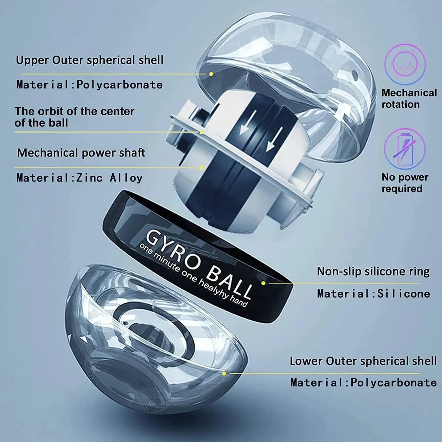 Auto-Start Wrist Power Gyro Ball, Wrist Strengthener and Forearm Exerciser for Stronger Arm Fingers Wrist Bones and Muscle with LED Lights