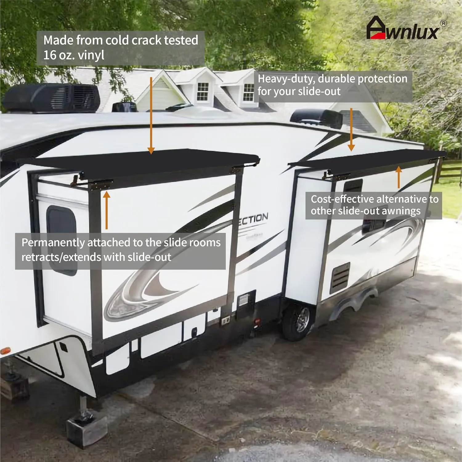 Awnlux Black Modular Slide Topper Awning Slide Out Protection for RVs, Travel Trailers, 5th Wheels, and Motorhomes -10'6" (10'1" Fabric)