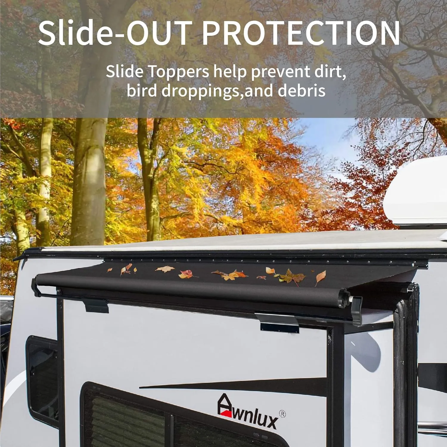 Awnlux Black Modular Slide Topper Awning Slide Out Protection for RVs, Travel Trailers, 5th Wheels, and Motorhomes -10'6" (10'1" Fabric)