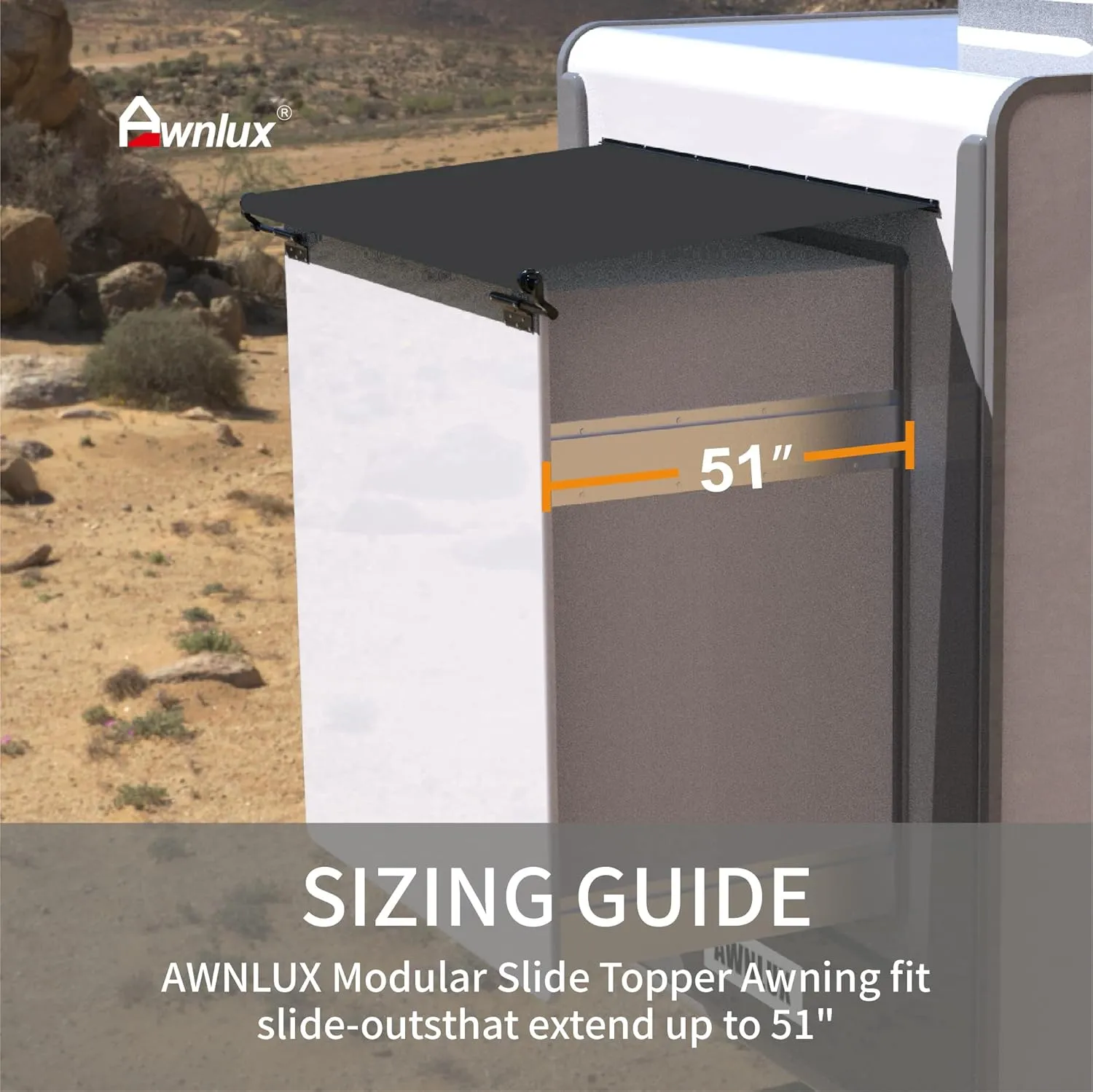 Awnlux Black Modular Slide Topper Awning Slide Out Protection for RVs, Travel Trailers, 5th Wheels, and Motorhomes -10'6" (10'1" Fabric)
