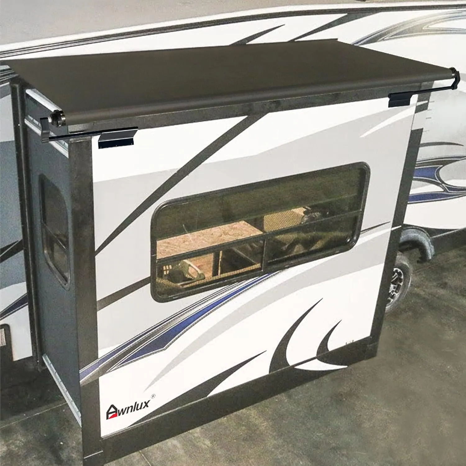 Awnlux Black Modular Slide Topper Awning Slide Out Protection for RVs, Travel Trailers, 5th Wheels, and Motorhomes -10'6" (10'1" Fabric)