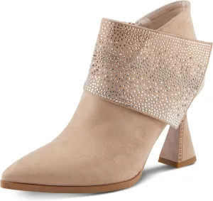 Azura Women's GALORE Trendy Ankle Booties with Perforated Design, Low Heel, and Easy Slip-On Style