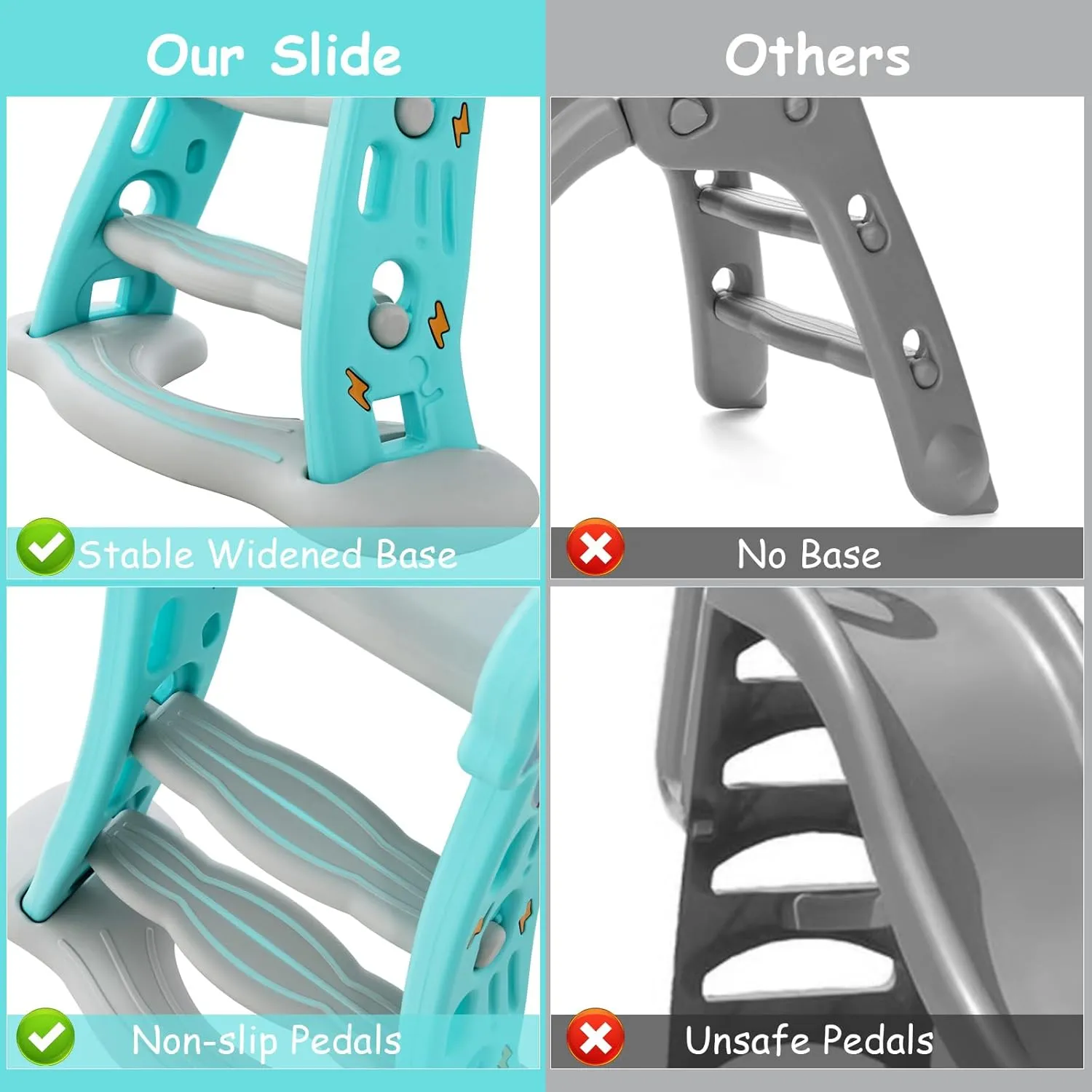 BABY JOY Toddler Slide, 3 in 1 Folding Baby Slide Climber Playset, Freestanding Slide with Long Slipping Slope, Basketball Hoop, Indoor and Outdoor Playground for Kids Boys & Girls Gift Present