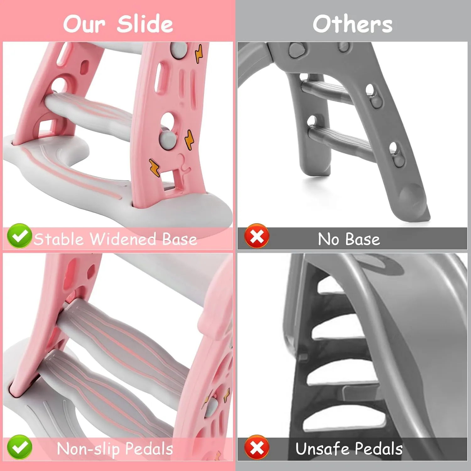 BABY JOY Toddler Slide, 3 in 1 Folding Baby Slide Climber Playset, Freestanding Slide with Long Slipping Slope, Basketball Hoop, Indoor and Outdoor Playground for Kids Boys & Girls Gift Present