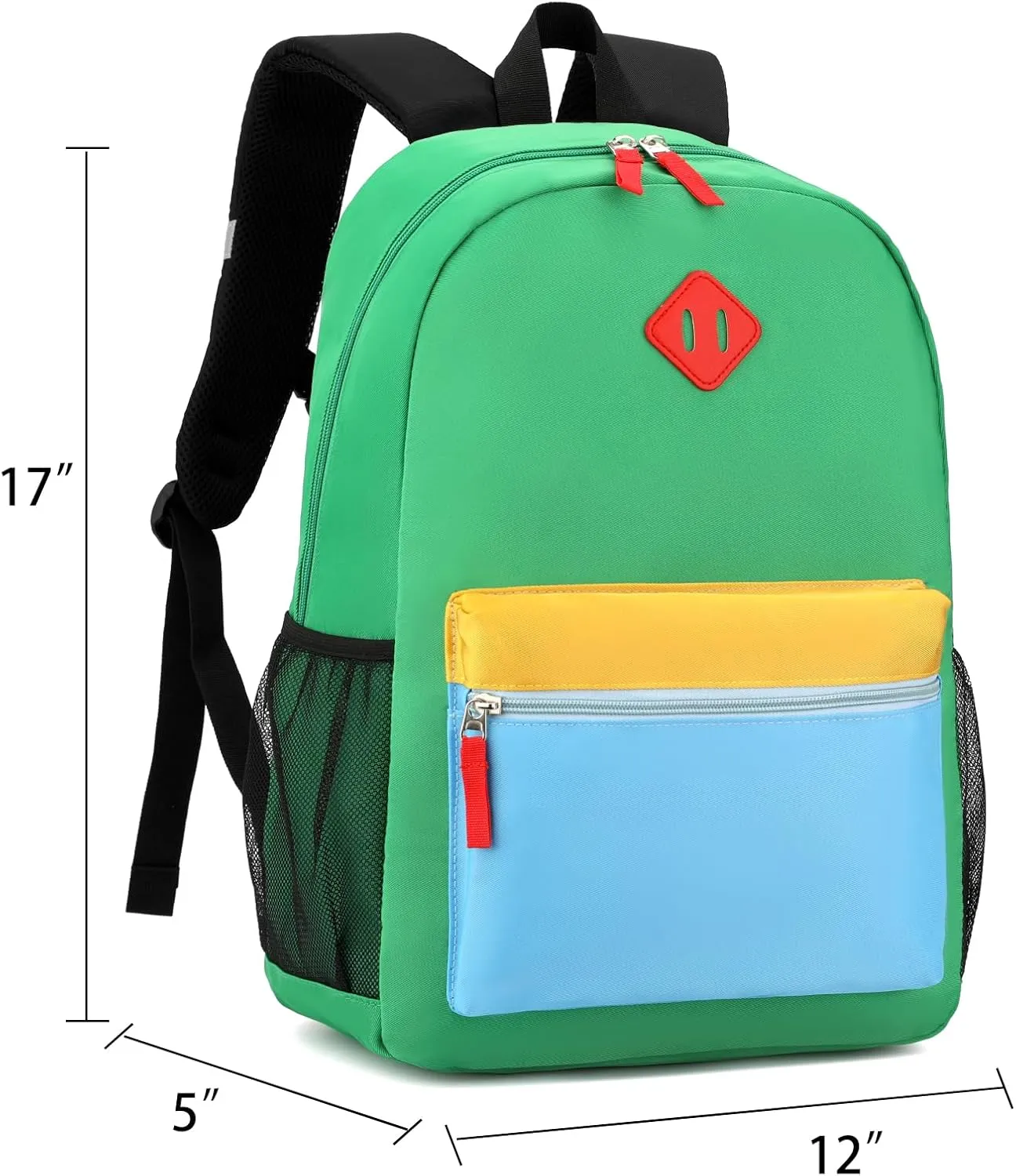 Backpack Set for Girls Boy Kids Backpack with Lunch Box for Elementary Primary Kindergarten School Bag (Green Blue Set, Large)
