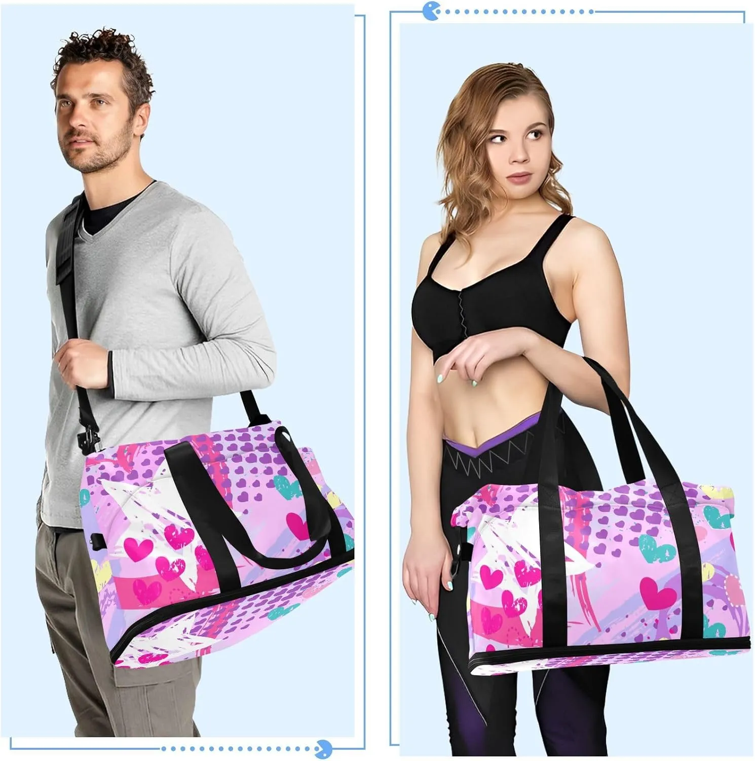 Bag for Women Gym Bag With Shoe Compartment Sturdy Dry Wet Separated Sports Tote Travel Multicolor 13