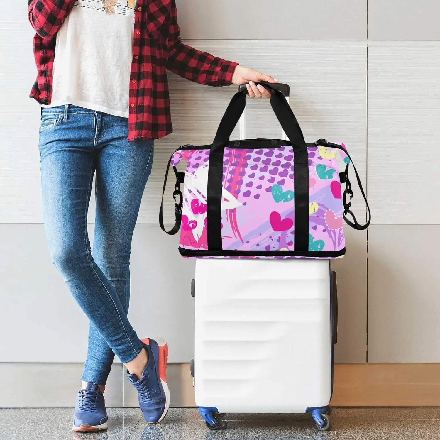 Bag for Women Gym Bag With Shoe Compartment Sturdy Dry Wet Separated Sports Tote Travel Multicolor 13