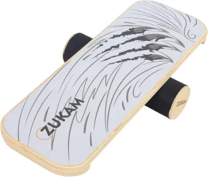 Balance Board Trainer, Wooden Balancing Board with Workout Guide to Exercise and Build Core Stability, Wobble Board for Skateboard, Hockey, Snowboard & Surf Training