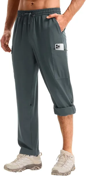 baleaf Men's Hiking Pants Water Resistant Convertible Cargo Capri Roll Up Capri UPF50  Zipper Pockets Clothing Travel