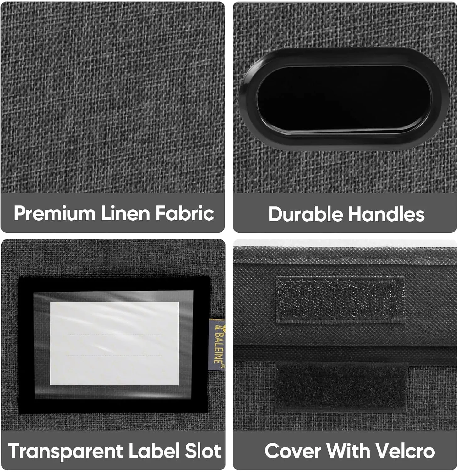 BALEINE File Organizer Box with Lid, Collapsible File Folder Organizer with Plastic Slide, Hanging File Folder Box for Office Document Storage (2 Pack, Black)