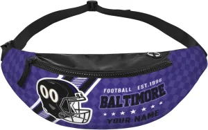 Baltimore Waist Bag Adjustable Football Belt Bag Personalized Custom Fanny Pack Sports Hiking Running Belt Waist Pack for Women Men Fans Gifts