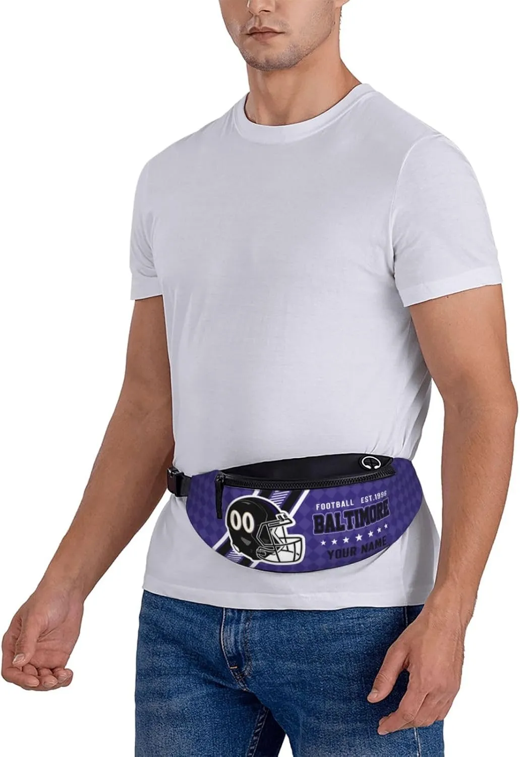 Baltimore Waist Bag Adjustable Football Belt Bag Personalized Custom Fanny Pack Sports Hiking Running Belt Waist Pack for Women Men Fans Gifts